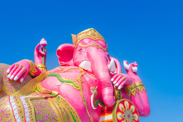 Giant pink ganesha statue wat Samarn, Chachoengsao, Thailand. Ganesha also known as Ganapati, Vinayaka, Pillaiyar and Binayak, is one of best-known and most worshipped deities in the Hindu pantheon.