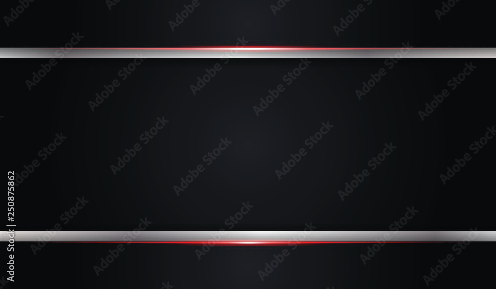 Poster abstract metallic red shiny color black frame with silver metal layout modern tech design vector tem