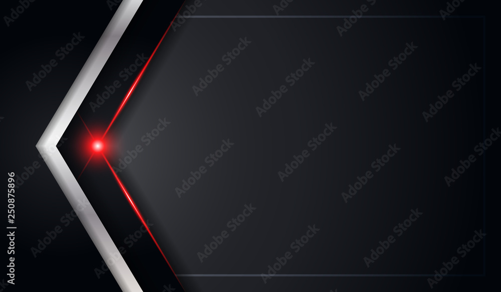 Poster abstract arrow metallic red shiny color black frame layout modern tech design vector template backgr