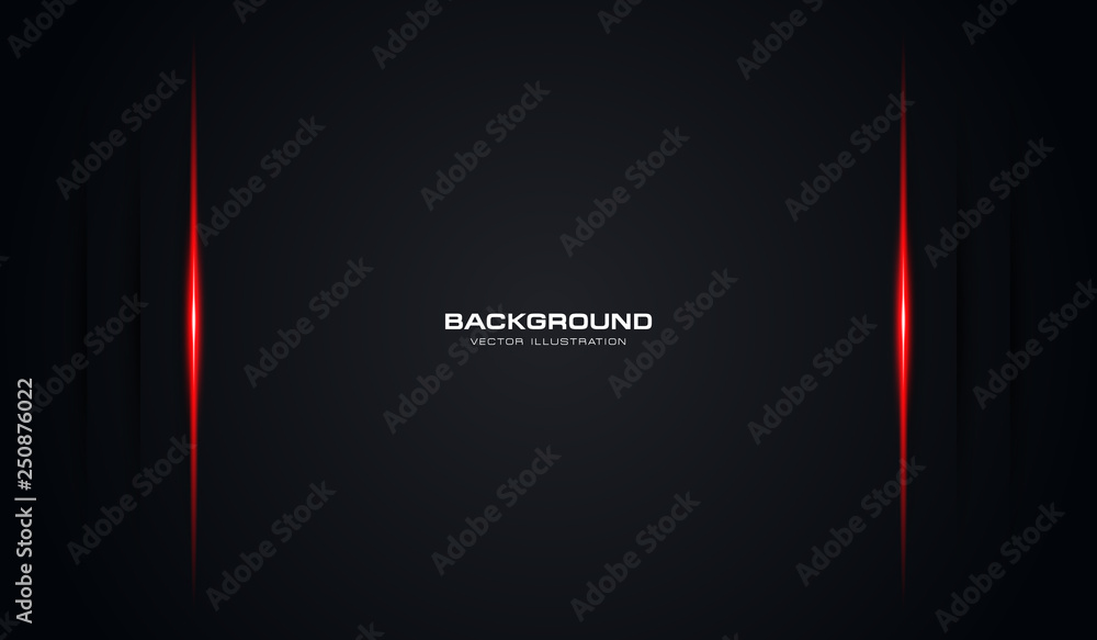 Poster abstract metallic red shiny color with black shadow frame layout modern tech design vector template background