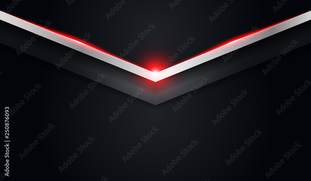 Poster abstract arrow metallic red shiny color black frame layout modern tech design vector template backgr