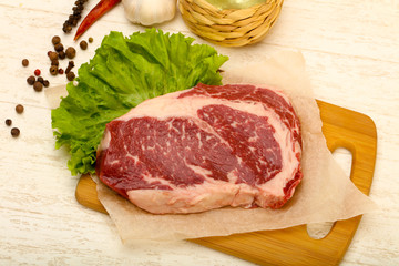 Rib eye raw steak