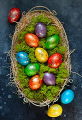 Easter composition with colorful Easter eggs
