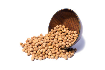 Dried White chickpeas, White Chana, Dried Chickpea Lentils, Raw lentil, Pakistani/Indian beans isolated on white Background