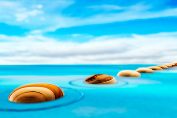 Fototapeta na wymiar Stones in the water, 3D illustration