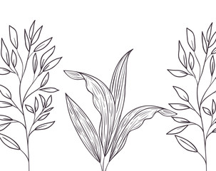 pattern flowers and leafs isolated icon