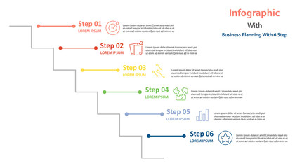 infographic element design 6 step, infochart planning