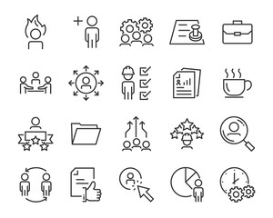 set of job seach icons ,such as work, career, traning, business, skill, meeting
