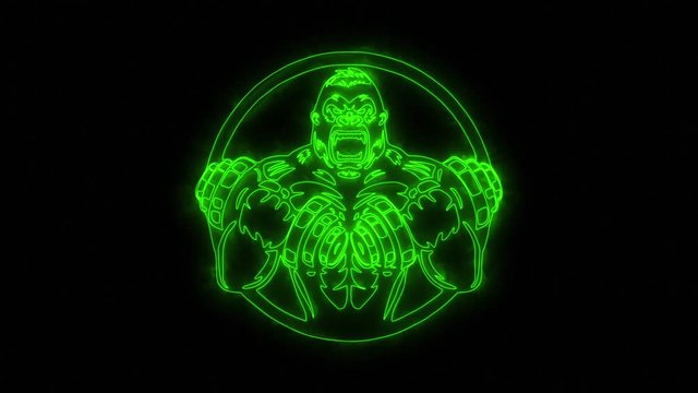 Green Gorilla Gym Fitness Animated Logo Loop Graphic Element
