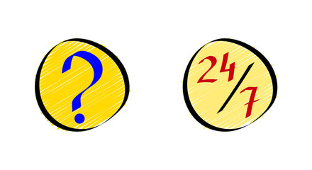 Fototapeta premium Online FAQ or frequently asked questions icons set in doodle style. Vector illustration