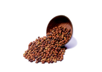 Dried black chickpeas Kala Chana , isolated on a white background-Pakistani/Indian Beans