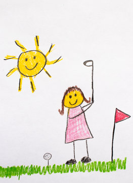 Kids Drawing of Golf