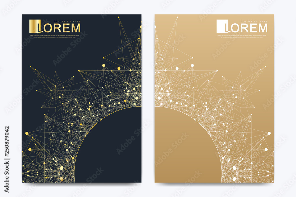 Poster modern vector template wedding invitation cards with marble texture background and golden geometric 