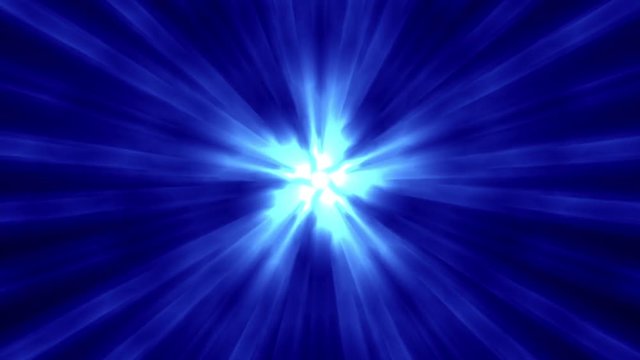 Bursting Five Star Glow Rays Motion Background Loop Blue