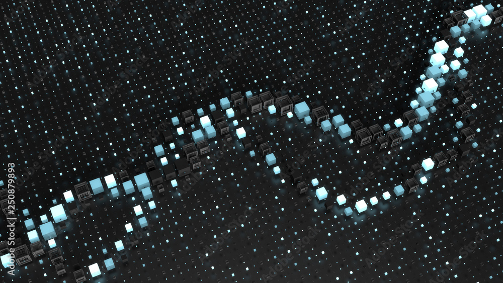 Poster 3d render digital background with abstract graph among grid pattern. background for digital, blockch