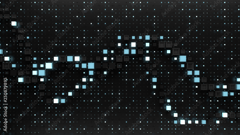 Poster 3d render digital background with abstract graph among grid pattern. background for digital, blockch