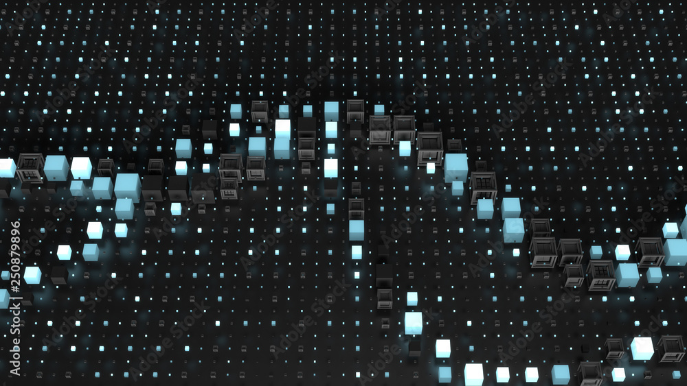 Poster 3d render digital background with abstract graph among grid pattern. background for digital, blockch