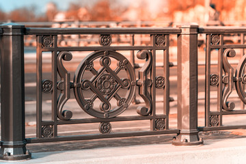 Iron railings on the bridge
