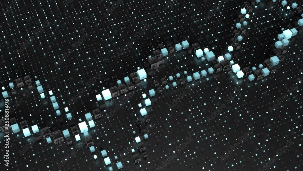 Fototapete 3d render loopable digital background animation with abstract graph among grid pattern. background f