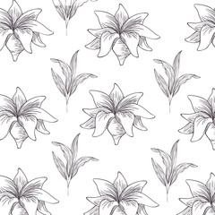 pattern flowers and leafs isolated icon