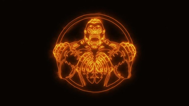 Orange Gorilla Gym Fitness Animated Logo Loop Graphic Element