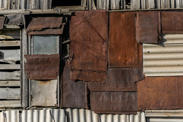 wall of rusty iron and slate