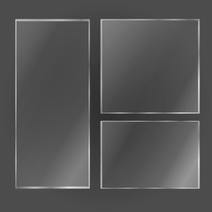Set of glass plates. Realistic window.