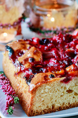 Red summer fruits cake.