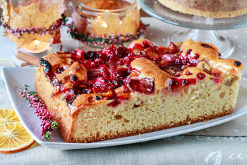 Red summer fruits cake.