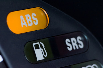 The ABS sensor lights up orange in the car dashboard.