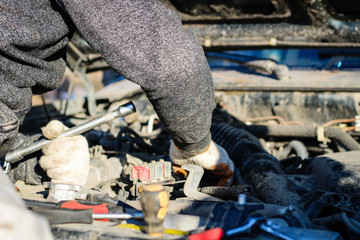 Ukrainian offroad competition in the city of Kamyanets Podilsky. Swamp and mud on cars. Produce...