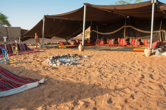 Bedouin tent in the Wahiba Sand Desert in the morning (Oman)