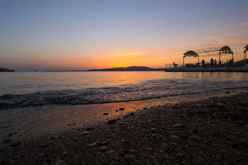 sunset on the Black sea on a warm July evening
