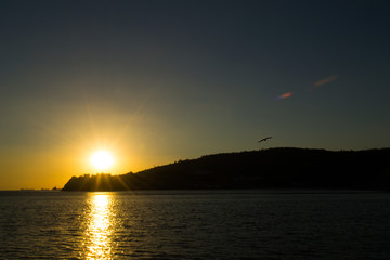 sunset on the Black sea on a warm July evening