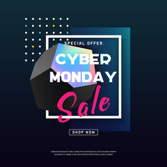 Cyber Monday media concept banner. Vector illustration