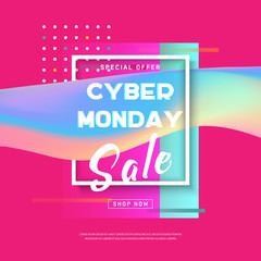 Cyber Monday concept sale banner. Vector