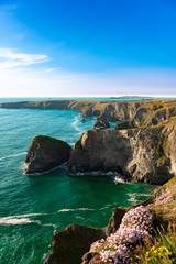 Cliffs near Bedruthan Steps in Corwal, United Kingdom