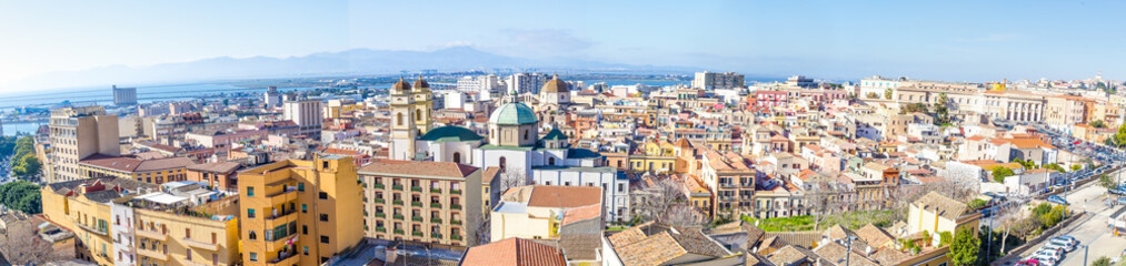 Panoramic view from the old town of Cagliari, capital of Sardinia, Italy