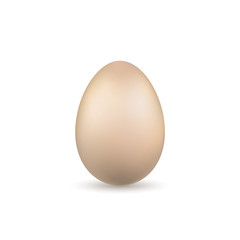 Easter egg 3D icon. Natural color egg, isolated white background. Pastel realistic design, decoration for Happy Easter celebration. Holiday element. Shiny pattern. Spring symbol. Vector illustration