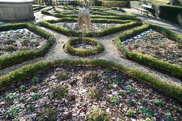 French garden in hibernation photographed in a Bavarian park in the afternoon