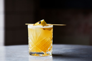 Cocktail in drinking glass 