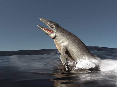 Mosasaurus jumping out of the water
