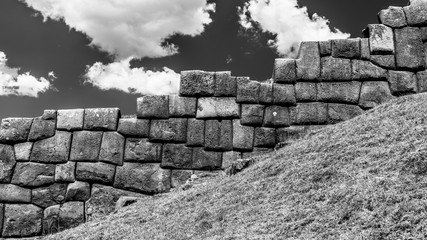 Inca wall in black and white