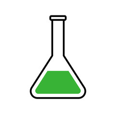 green beaker tube vector icon. Chemistry or pharmacy symbol