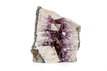 Amethyst Crystal Druse  macro mineral on white background