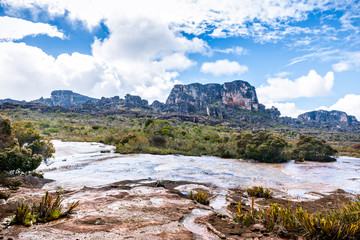 Beautiful view of the Auyantepuy. Canaima Natinal Park, Venezuela- Bolívar State. Auyantepuy is the biggest Tepuy in La Gran Sabana. 