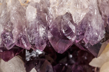 Amethyst Crystal Druse  macro mineral on white background