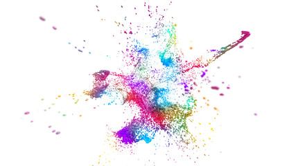 Abstract 3d render of paint splash, cool liquid shape, modern background design