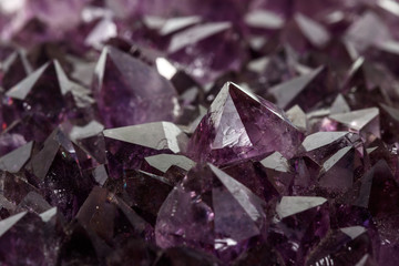 Amethyst Crystal Druse  macro mineral on white background