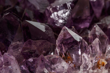 Amethyst Crystal Druse  macro mineral on white background